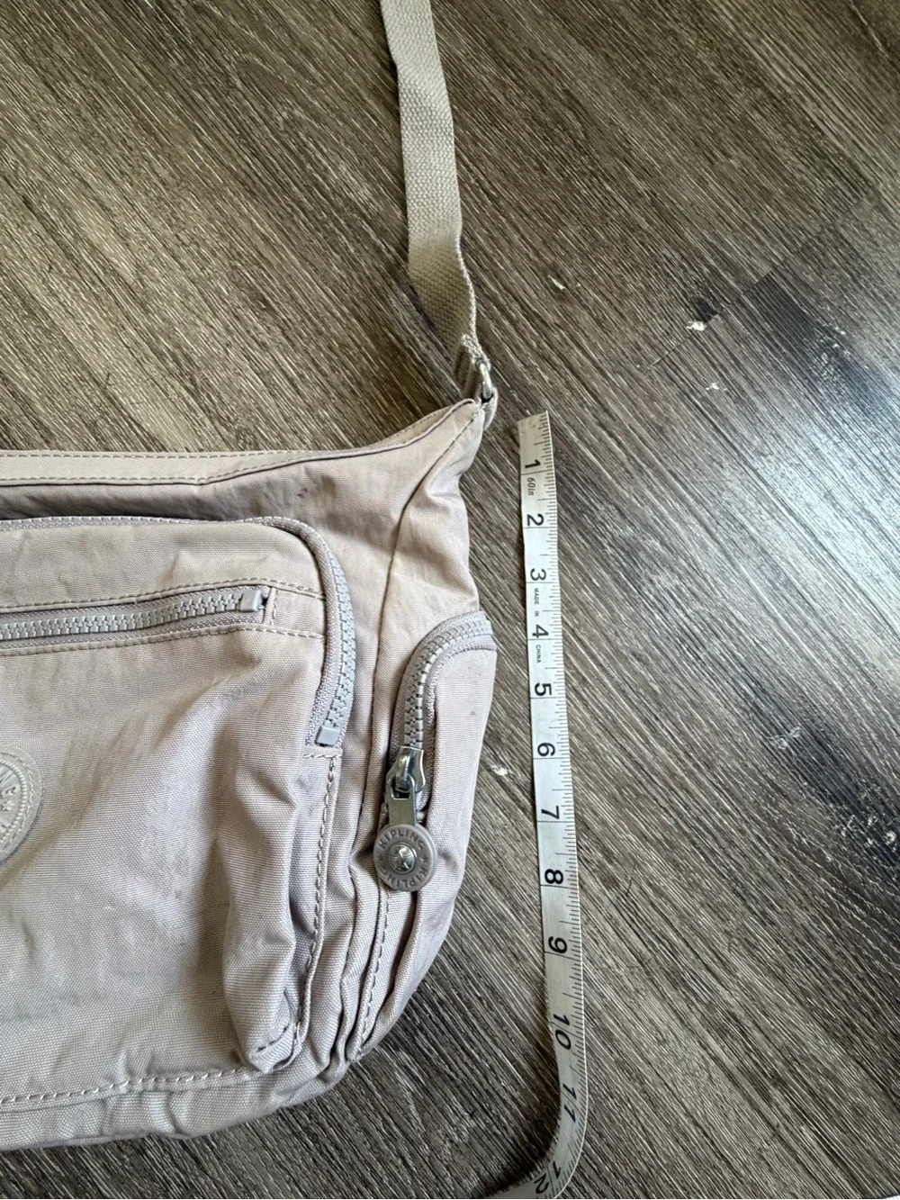 Kipling Light Beige Crossbody Bag with Multiple Zips
